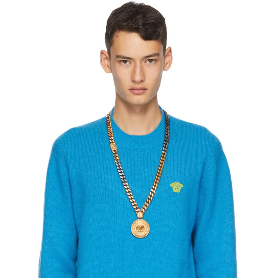 Versace Gold Cuban Link Medusa Necklace 