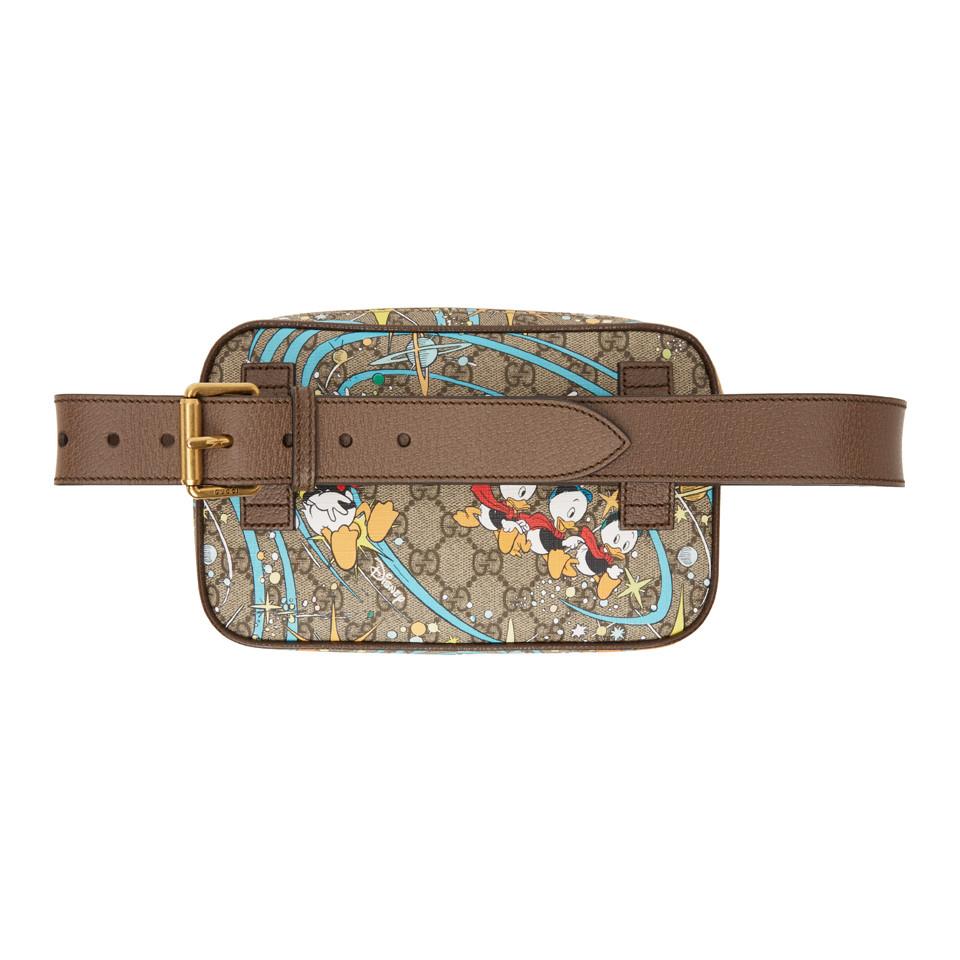 Gucci Cotton Beige And Brown Disney Edition GG Donald Duck Waist Pouch ...