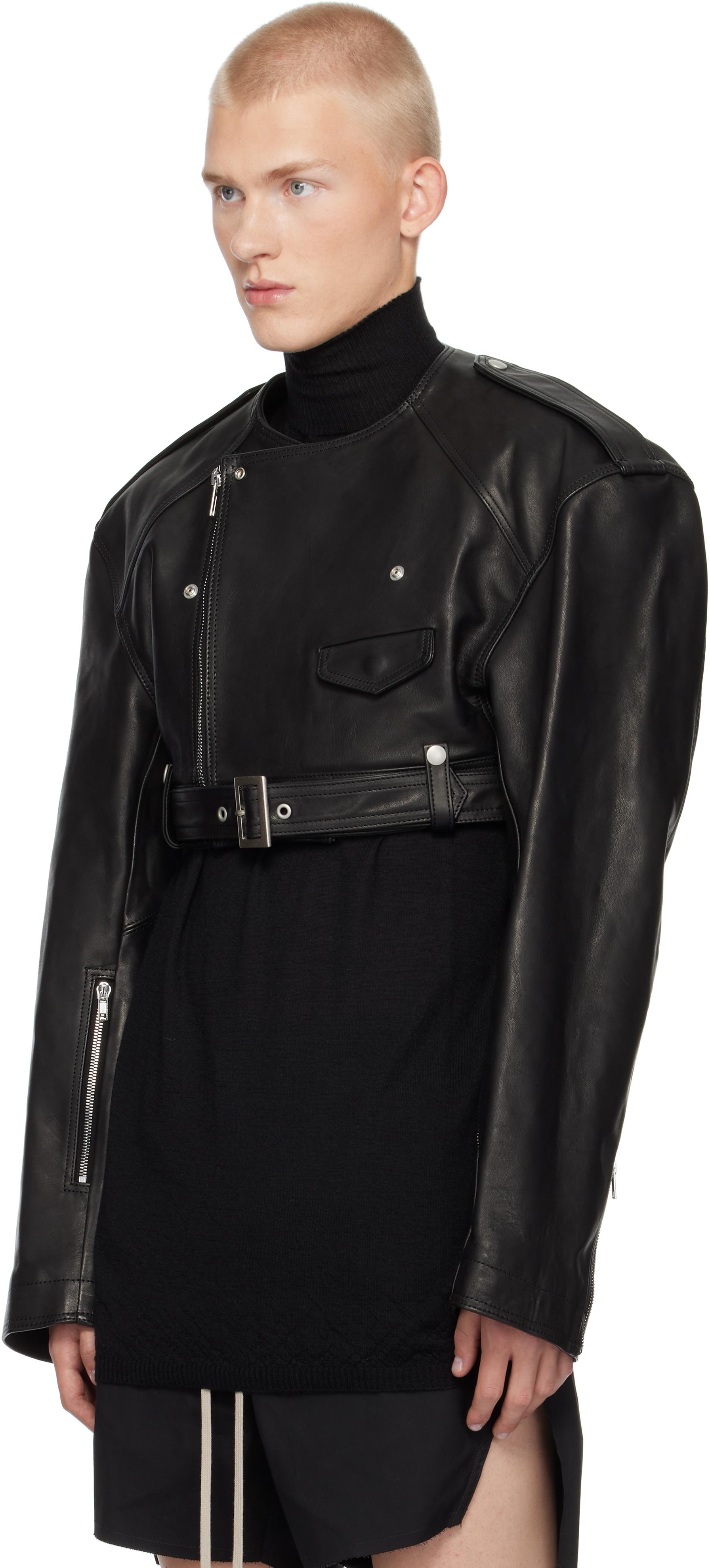 Rick Owens Porterville Micro Leather Biker Jacket in Black for Men 