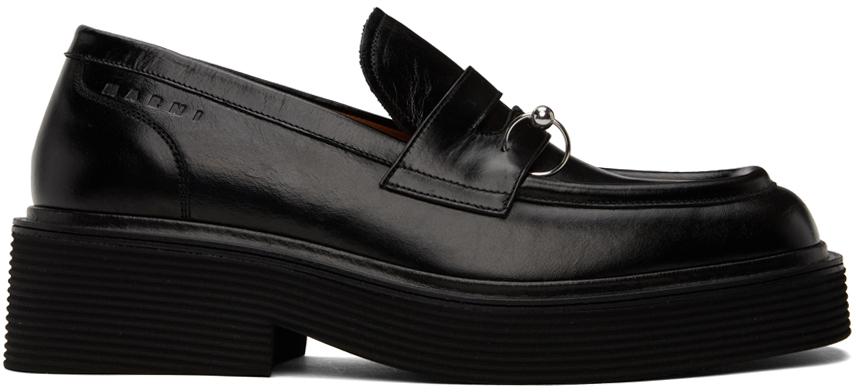 Marni メンズ ブラック Oリング ローファー スリッポンシューズ