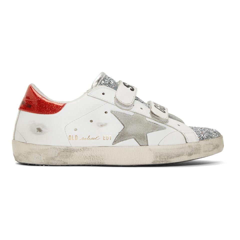 Golden Goose Leather White Glitter Superstar Old School Sneakers - Lyst