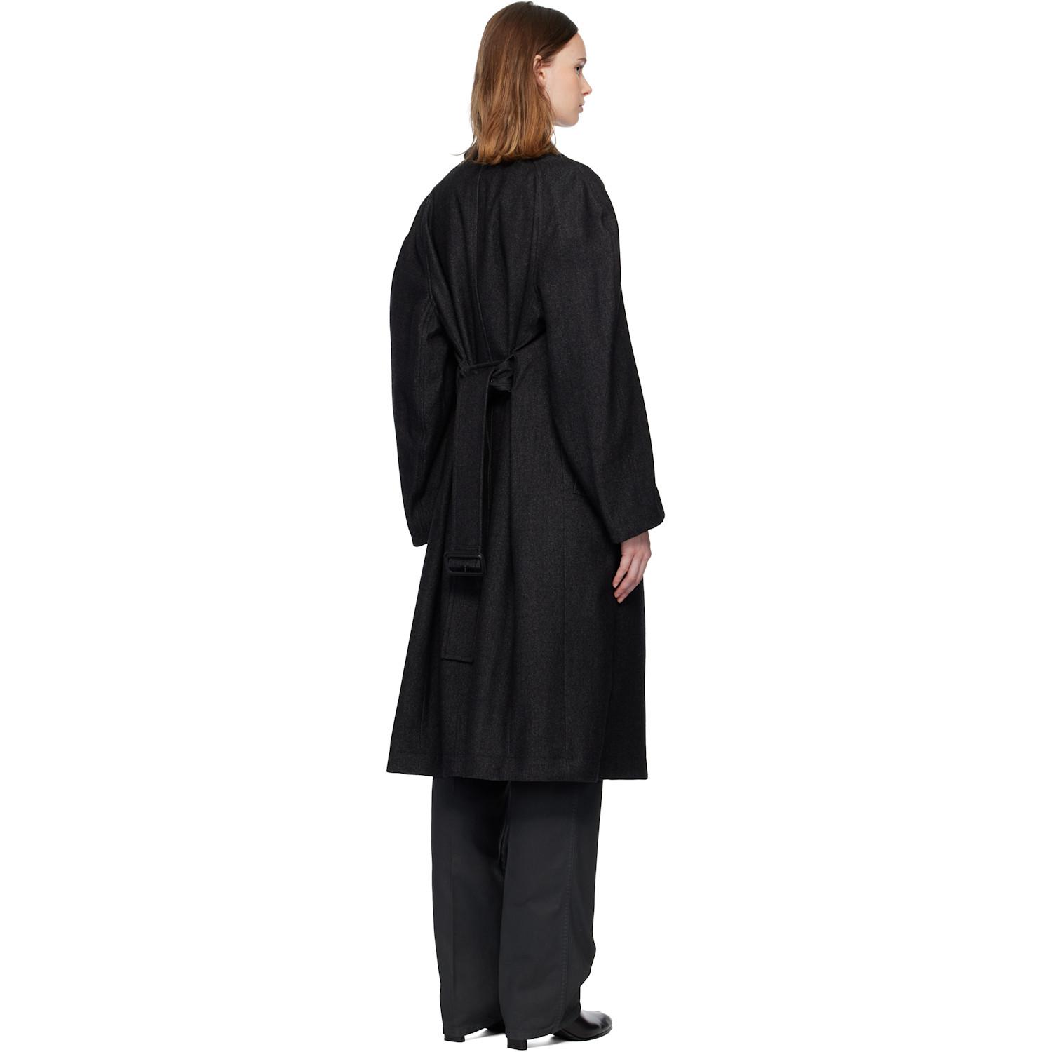 Lemaire Raglan Sleeve Coat in Black | Lyst