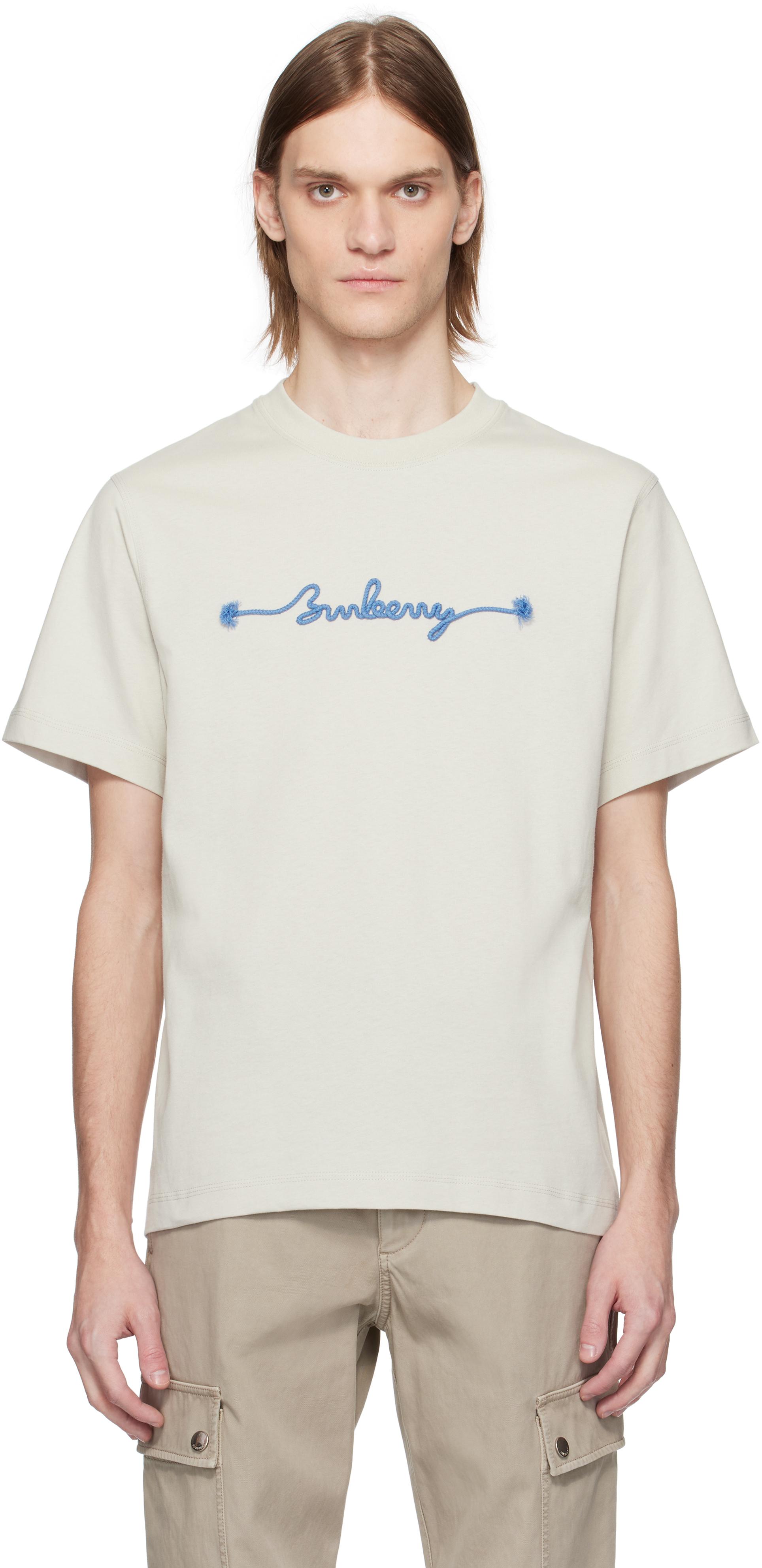 メンズ Burberry ベージュ ノットロゴ コットン Tシャツ | Lyst