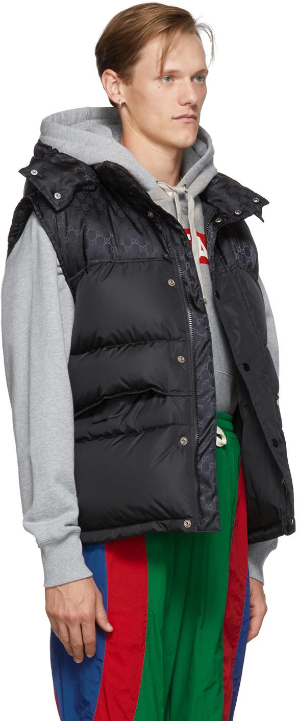 Gucci Synthetic Black Down GG Vest for Men | Lyst
