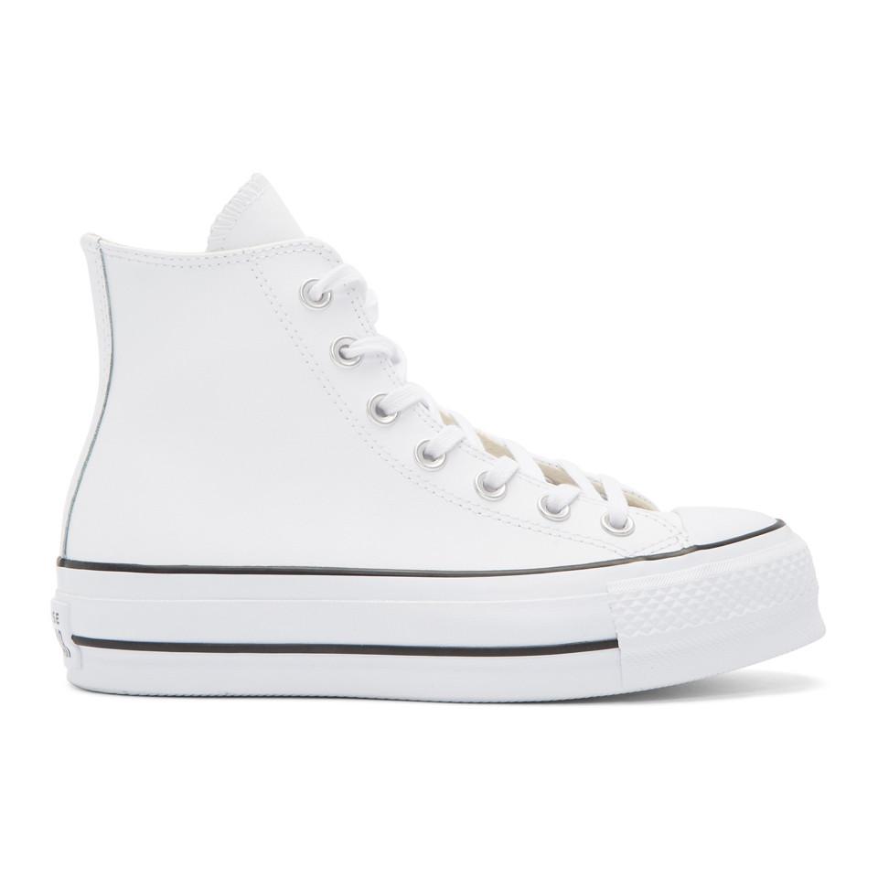 Macadam Logisk Forbrydelse Converse Leather White Chuck Taylor All-star Lift High-top Sneakers - Lyst