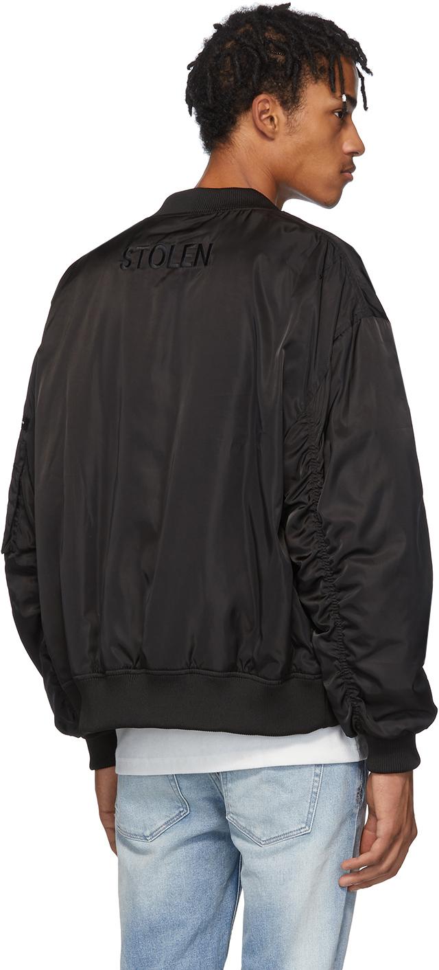 Reversible Black Stolen Bomber Jacket 