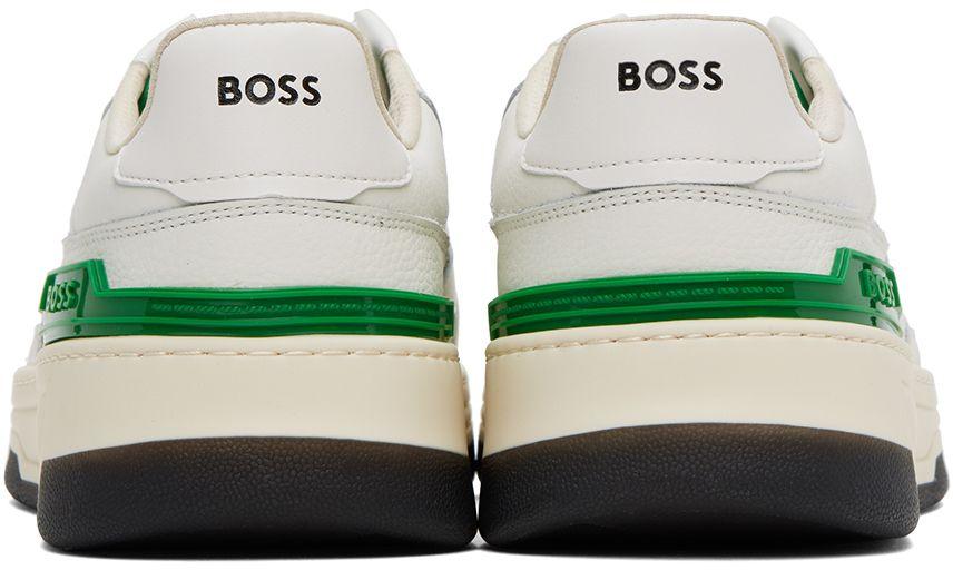 BOSS by HUGO BOSS White & Green Reflective Sneakers in Black for Men | Lyst