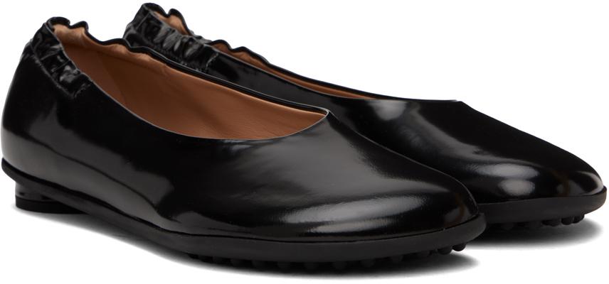 【関税込み】Bottega Veneta ブラック Atomic バレエシューズ BOTTEGA VENETA Atomic Ballerina グロスレザー バレエシューズ