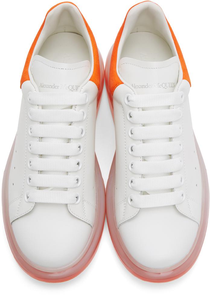 Alexander McQueen Leather Clear Sole Oversized Sneakers in White 