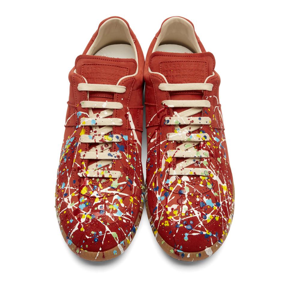 Maison Margiela Red Paint Splatter Replica Sneakers for Men | Lyst