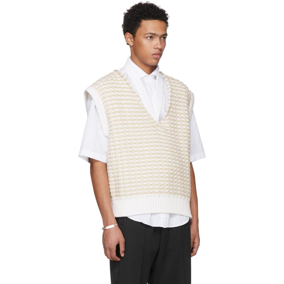 Raf Simons White Cropped Knit Vest for Men | Lyst