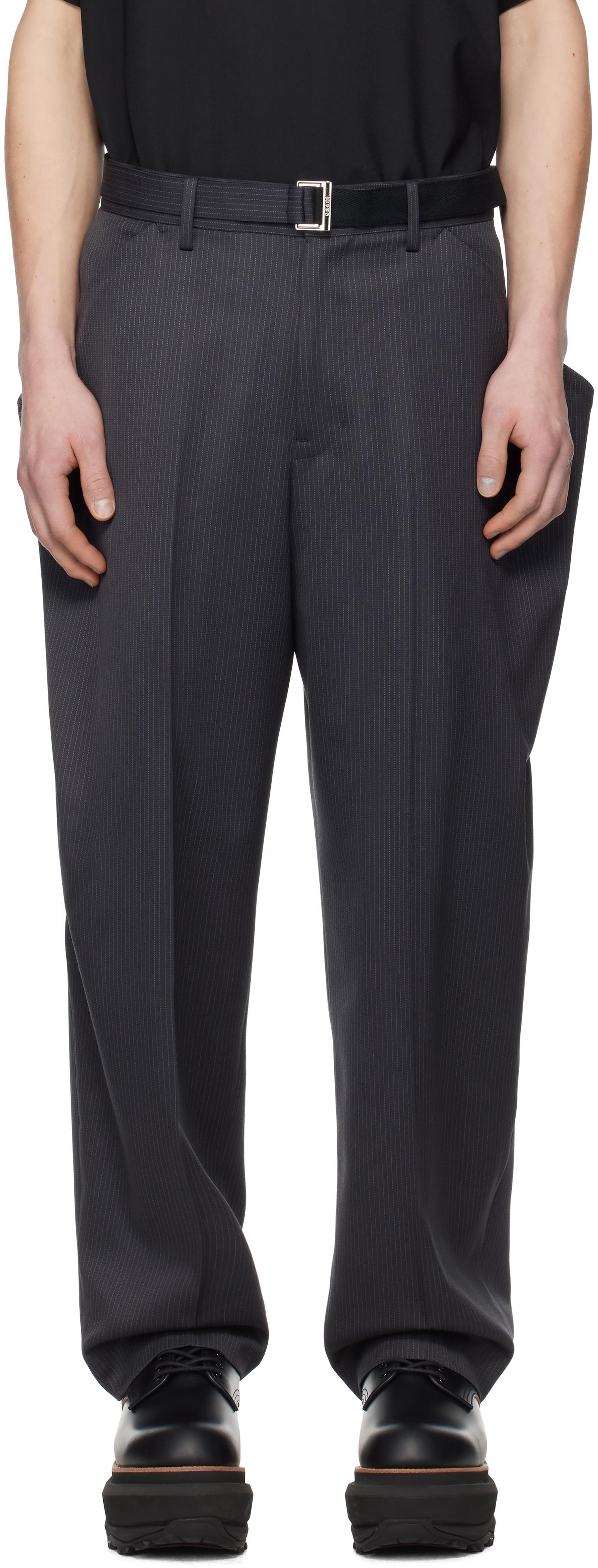 sacaiサカイ★ブラック ベルト トラウザーズ sacai - 黒3新品 sacai ベルト付き コットンブレンド トラウザー