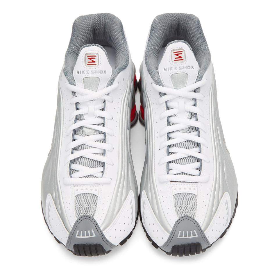 Nike Synthetic Shox R4 Trainers in White/Silver (White) for Men | Lyst