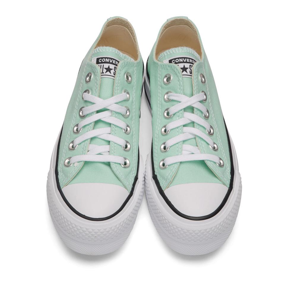 Converse Canvas All Star Lift Ox Womens Ocean Mint Trainers in Green | Lyst