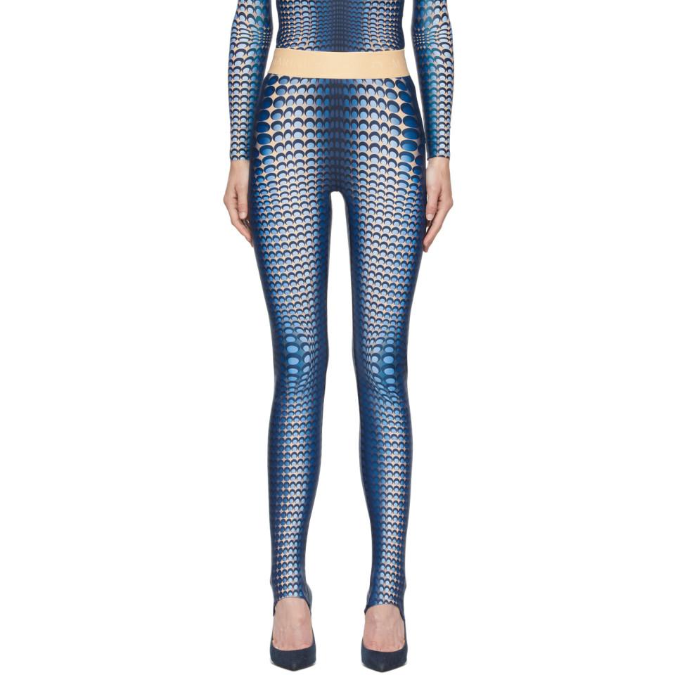 Marine Serre Blue Moonfish Skin Fuseaux Leggings