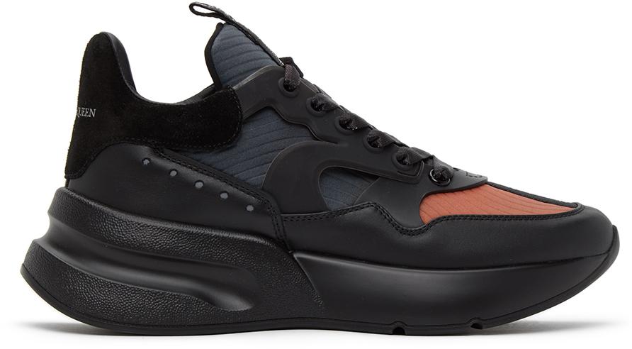 Alexander McQueen Leather Panelled High Sneakers in Black for Men | Lyst