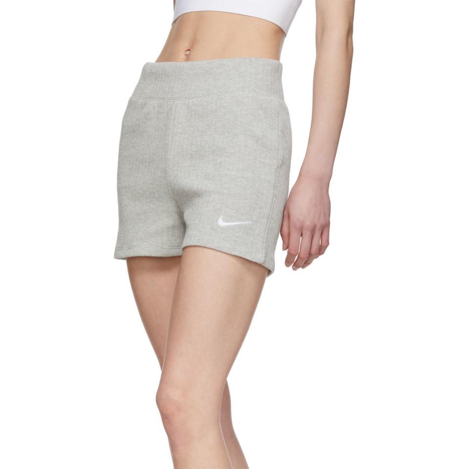 Nike Cotton Grey Ribbed Shorts in Gray 