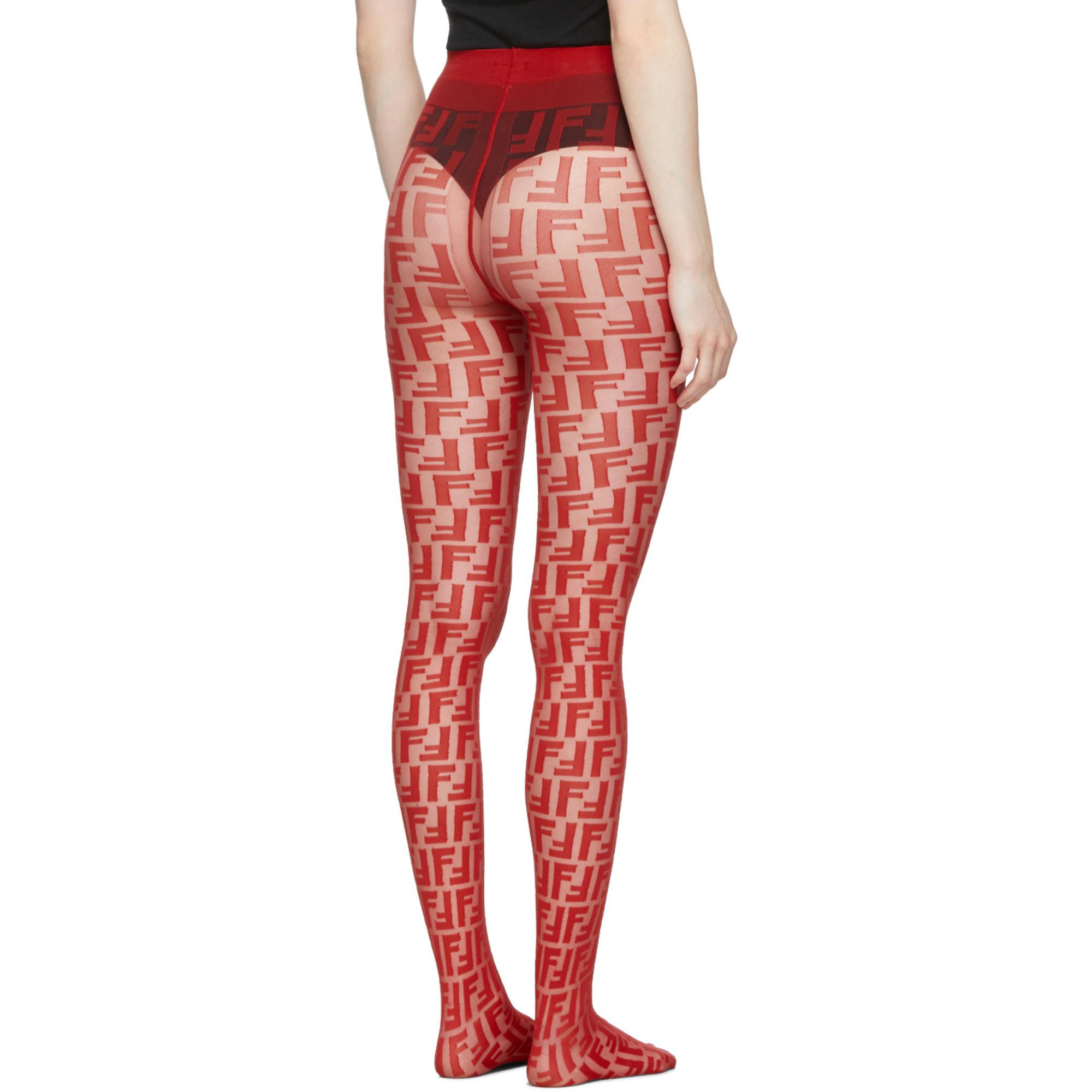 Fendi Synthetic Red Forever Tights - Lyst