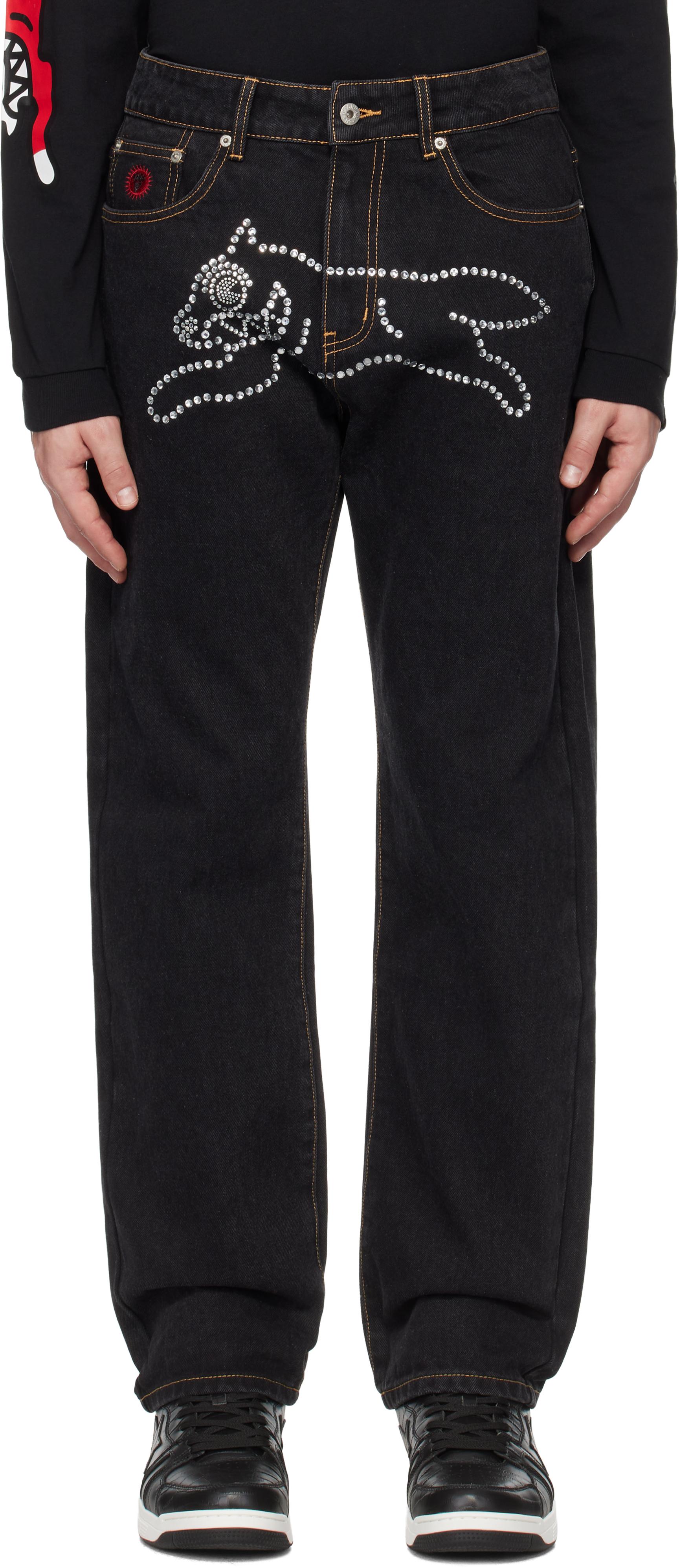 ICECREAM Rhinestone Running Dog Jeans in Black for Men | Lyst
