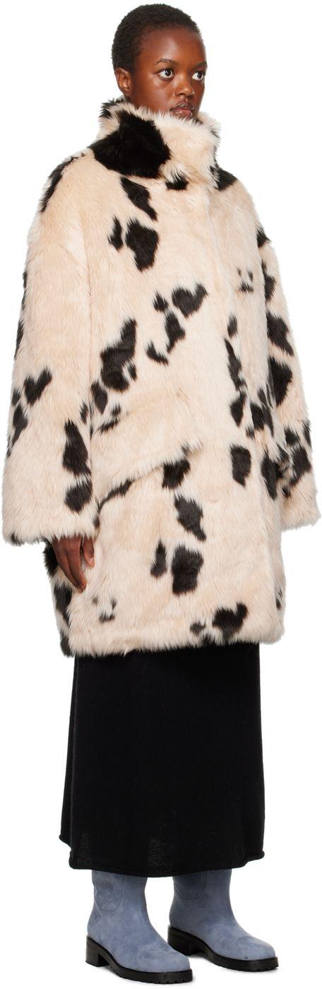 Cow print faux hot sale fur coat