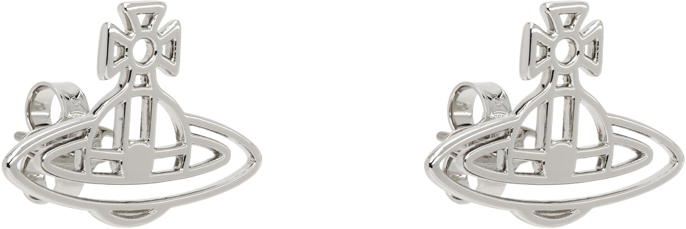 Vivienne Westwood メンズ ブラック シルバー Thin Lines Flat Orb 