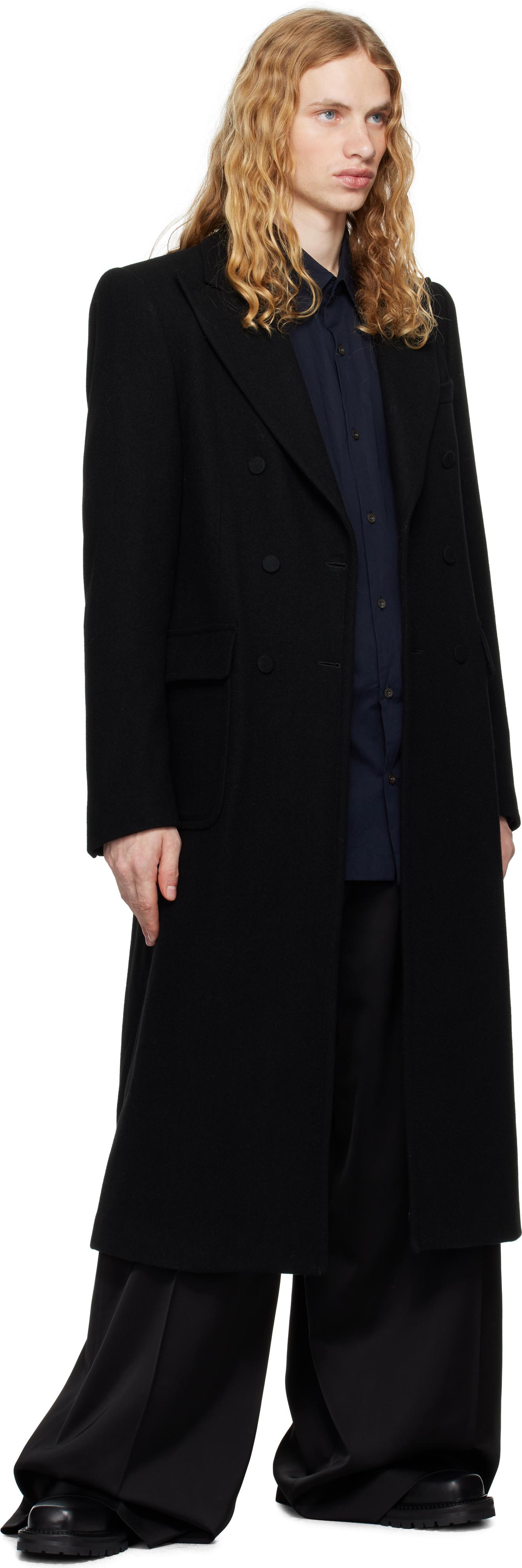 DRIES VAN NOTEN （ 黒 ロングコート） Dries Van Noten 21-22秋冬 オーバーダイ ロングコート 黒