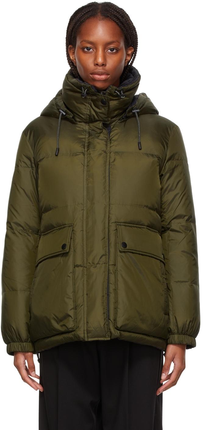 Army by Yves Salomon Satin Reversible Green & Black Down Technical Jacket |  Lyst
