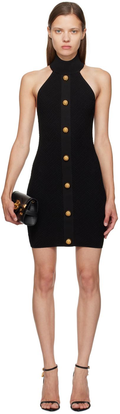 Balmain レディース ブラック ホルターネック ミニワンピース ワンピース
