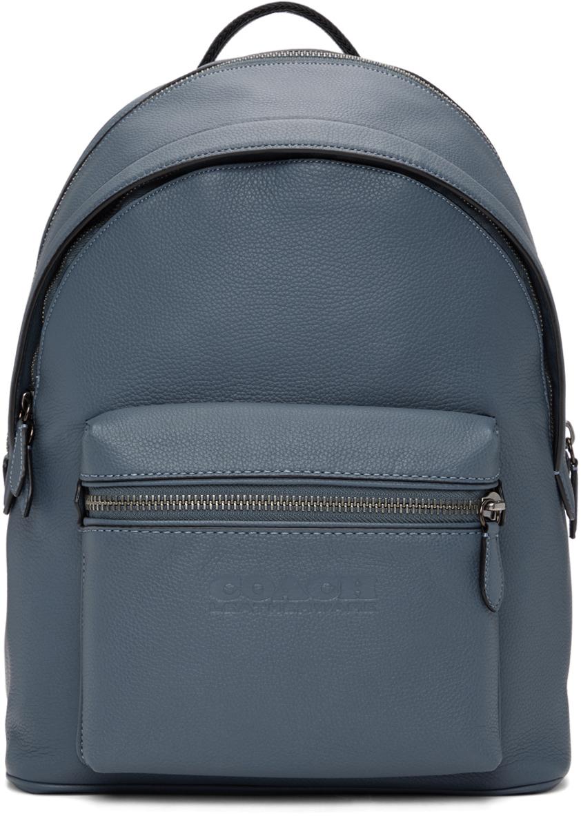 coach blue leather backpack