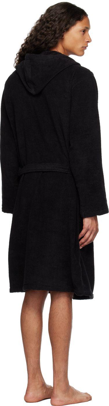 Emporio Armani Black Embroidered Bath Robe | ModeSens