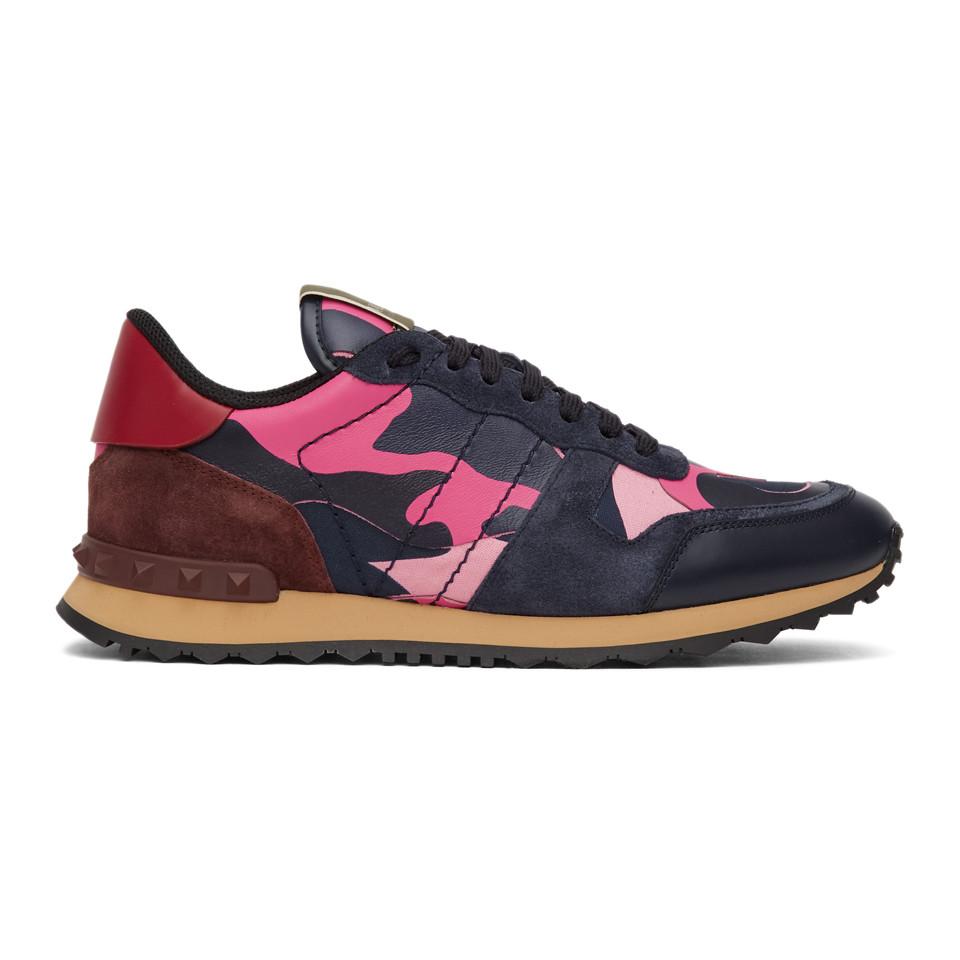 pizza slutningen tøve Valentino Suede Navy And Pink Valentino Garavani Camo Rockrunner Sneakers  in Blue for Men - Lyst