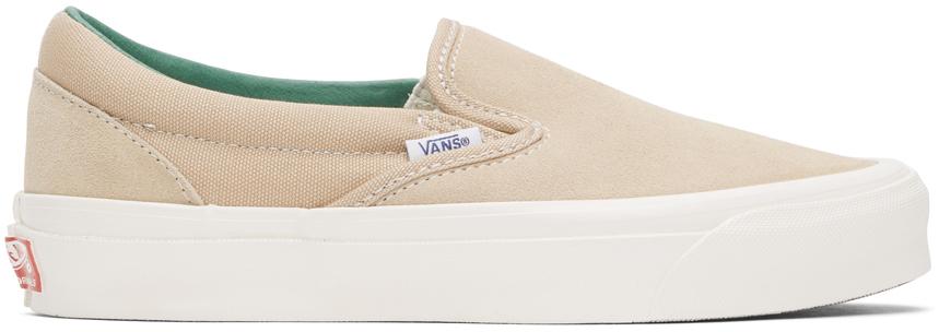 beige suede slip on vans