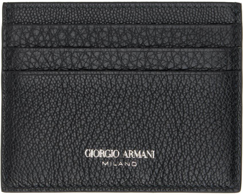 Armani Black Stamp Card Holder for Men Lyst UK