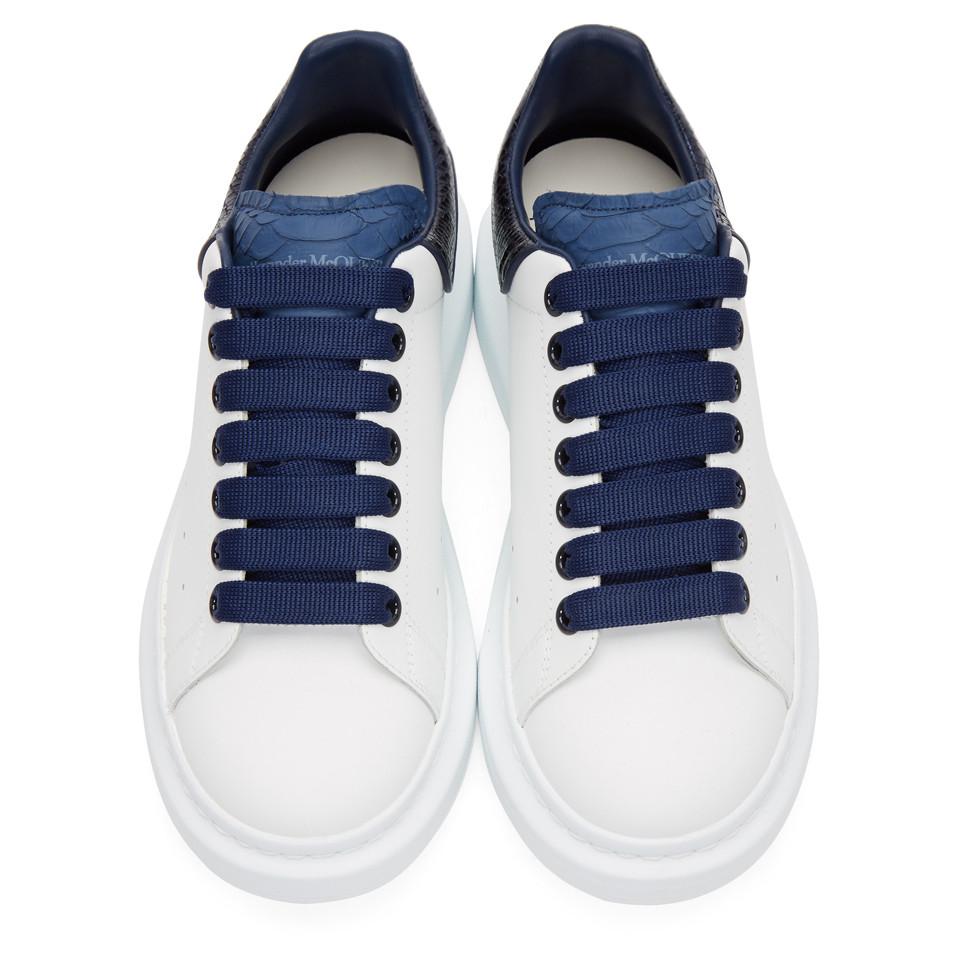 Alexander McQueen White And Blue Python Oversized Sneakers for Men | Lyst