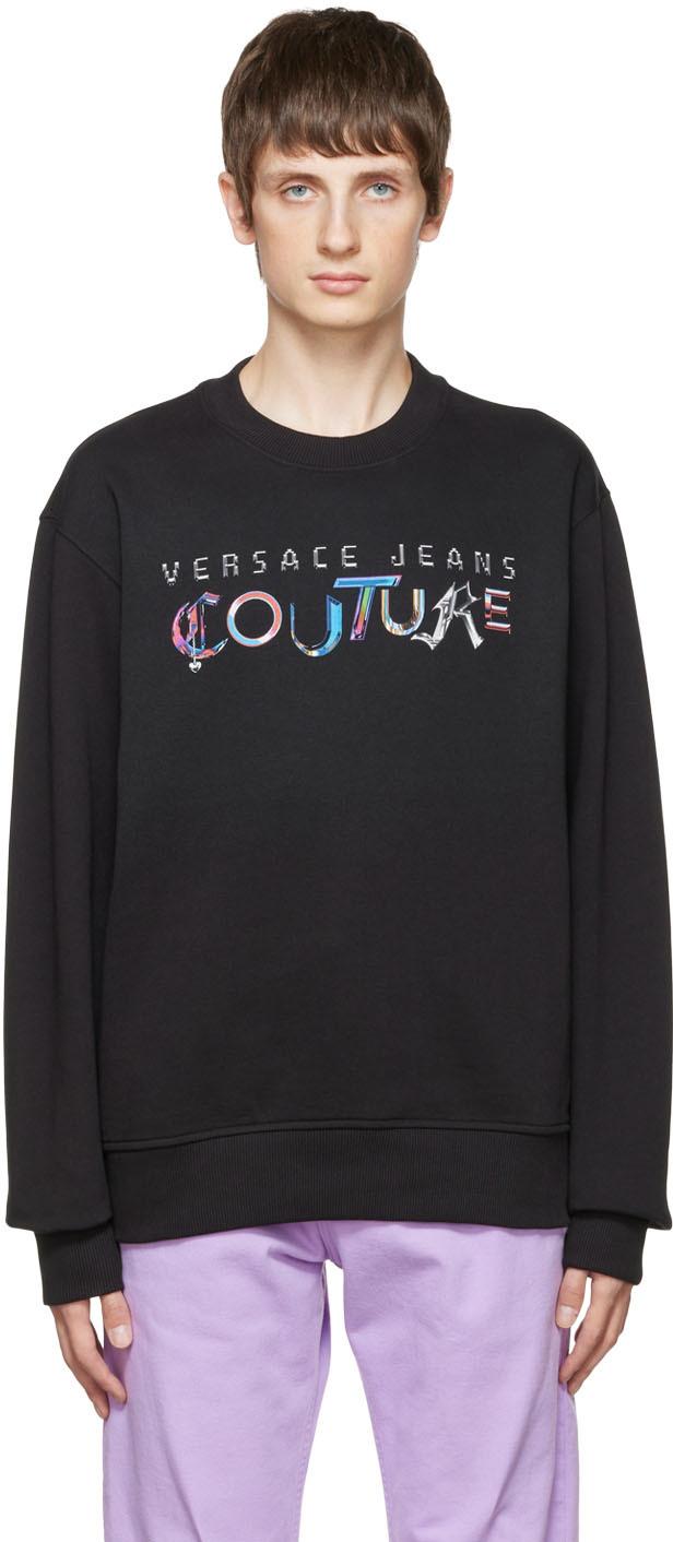 Versace Jeans Couture メンズ ブラック コットン スウェットシャツ 