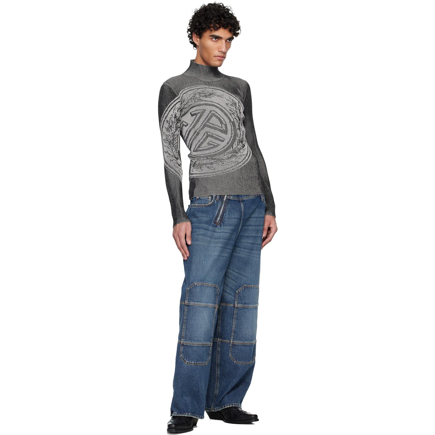 Jean Paul Gaultier Zipped Patch Jeans in Blue for Men | Lyst