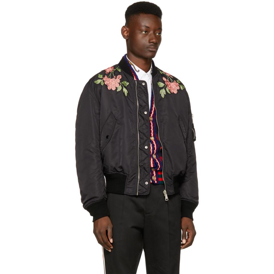 Gucci Synthetic Black Nylon 'modern Future' Bomber Jacket for Men | Lyst