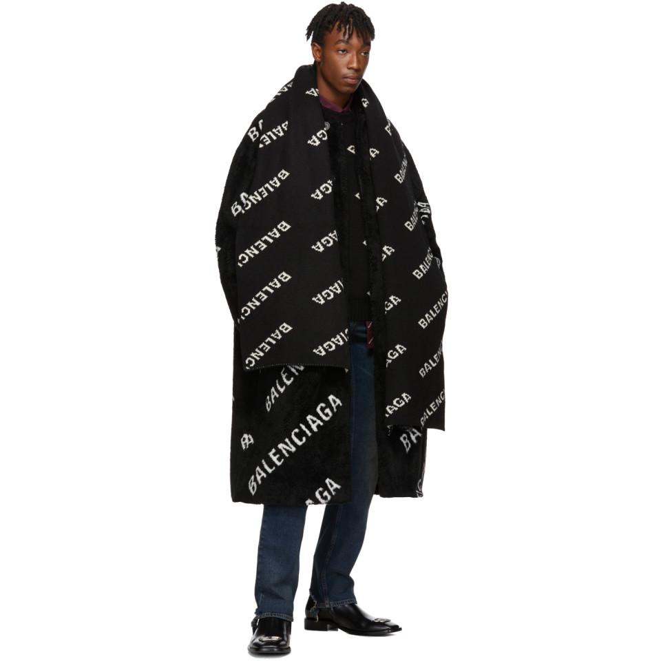 Manteau fausse fourrure Logo Fourrure Balenciaga pour homme en coloris Noir  - Lyst