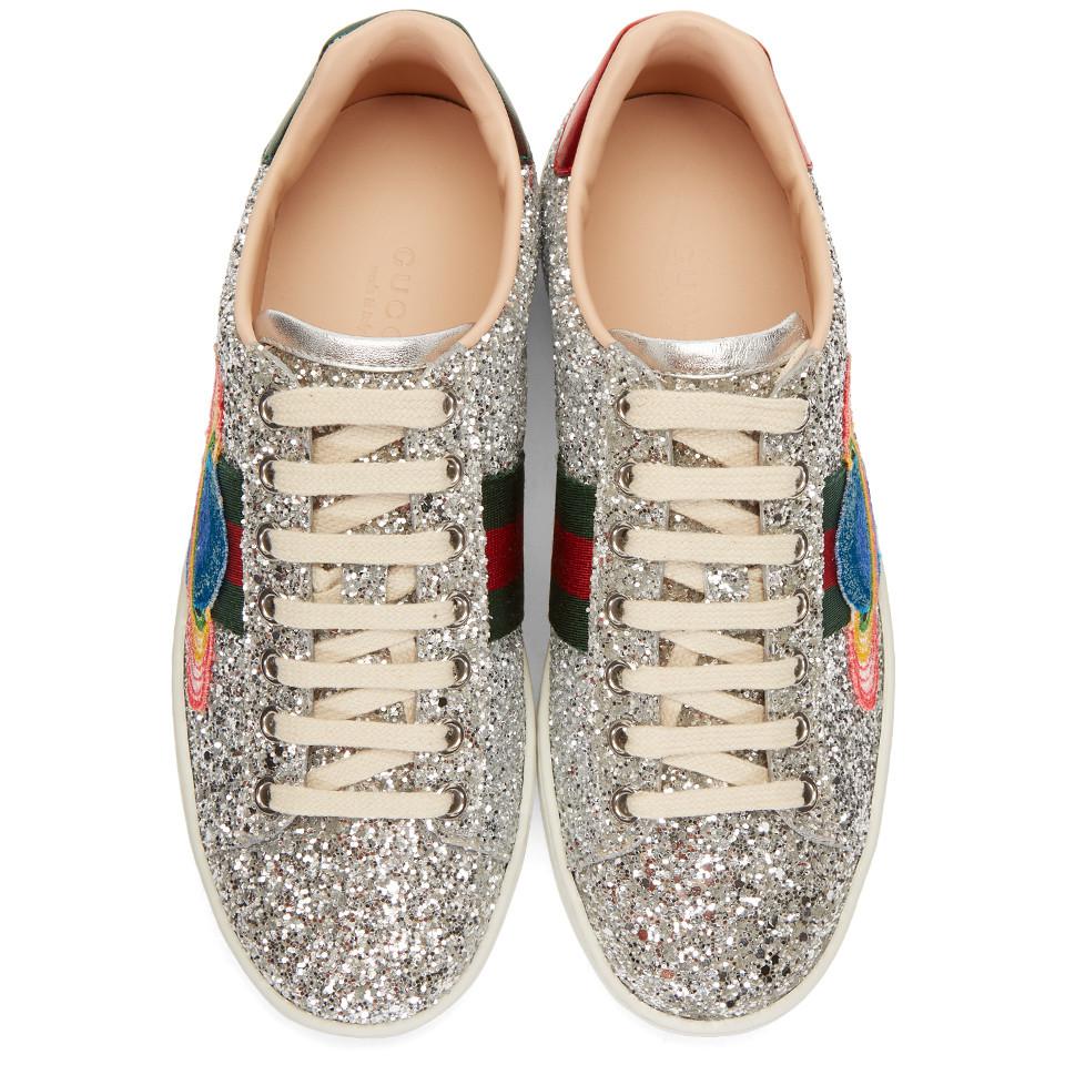 gucci silver sparkle sneakers