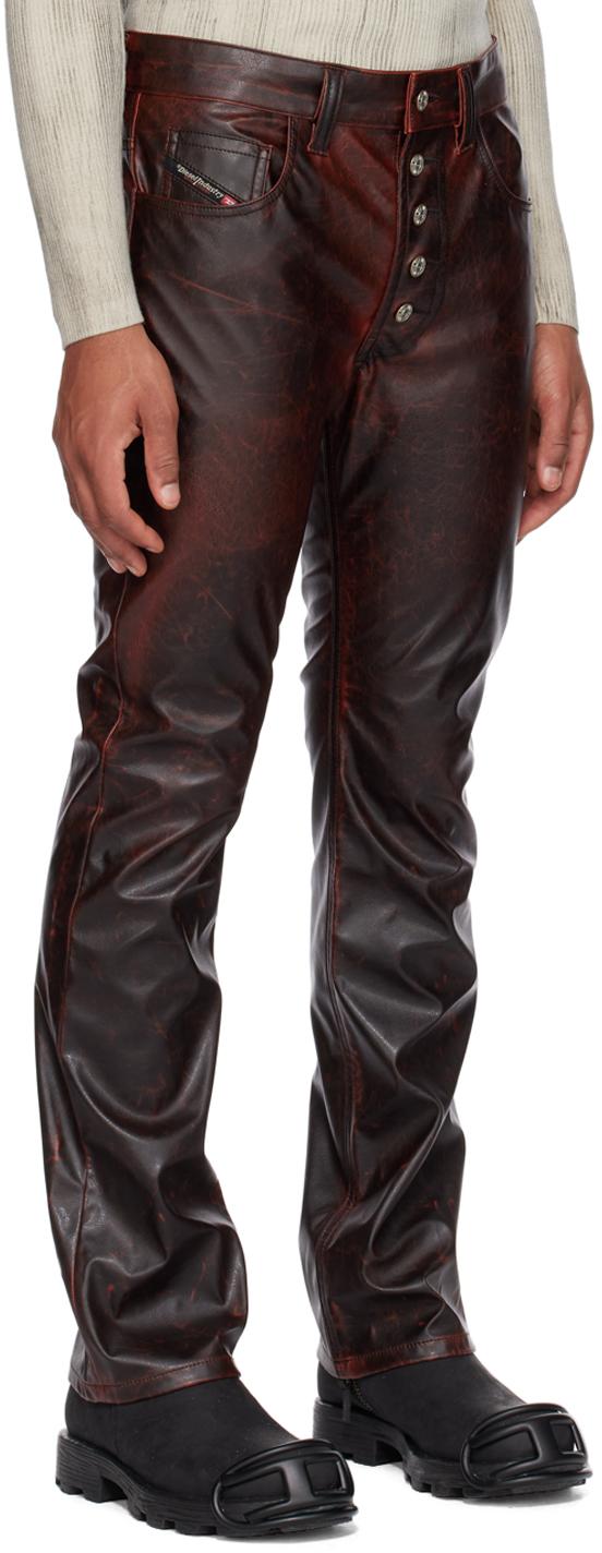 DIESEL P-REVOL フェイクレザーパンツ44 DIESEL Burgundy P-revol Faux-leather Trousers in Black for Men | Lyst