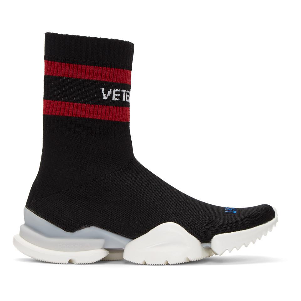 vetements black reebok edition sock pump high top sneakers