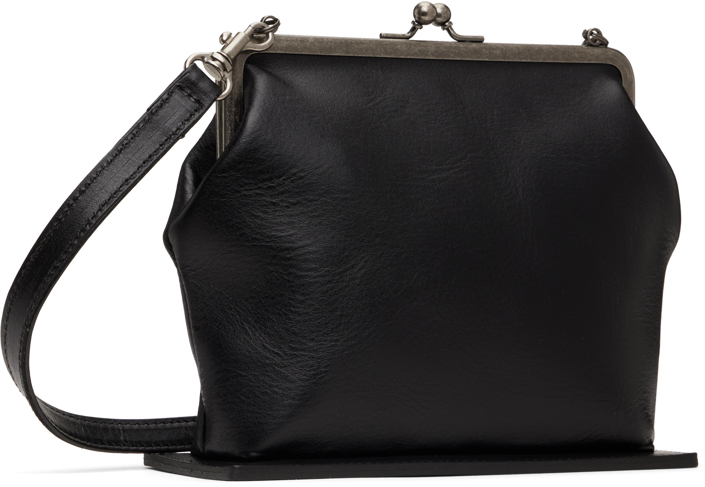 Y’s yohjiyamamoto 2wayがま口バッグ ワイズY's レザーがま口ショルダーバッグ 黒 (K-158930)