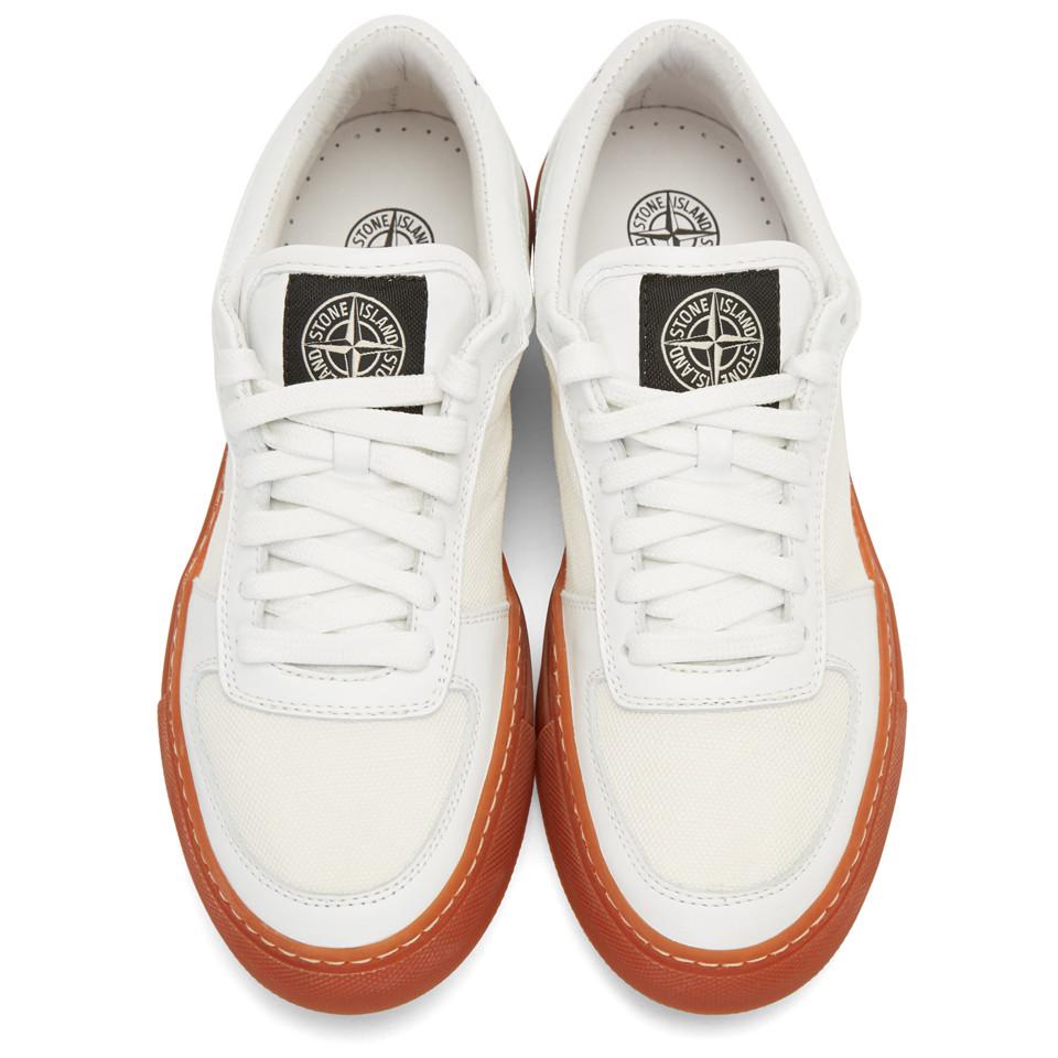 Stone Island Canvas White Laced Sneakers for Men - Lyst