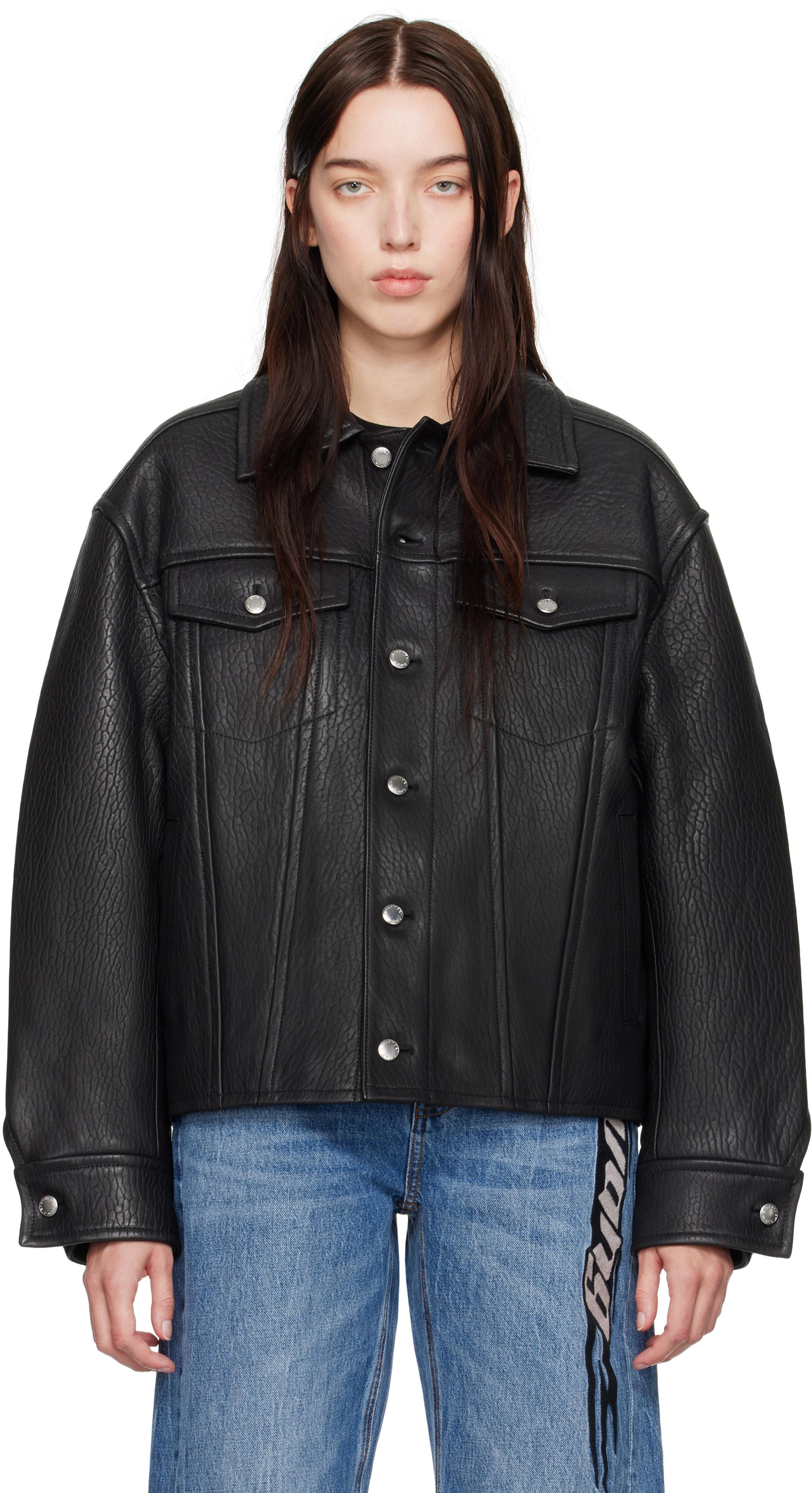Alexander Wang レディース ブラック ラムスキン トラッカー レザー 