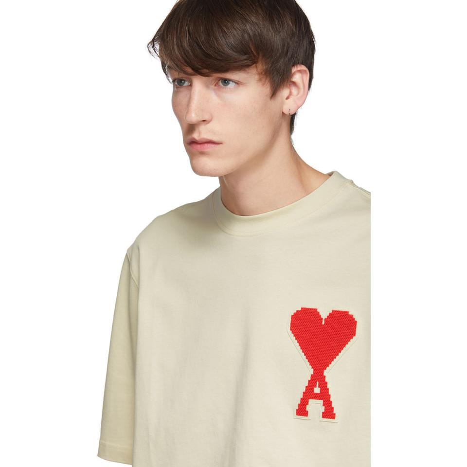 メンズ Ami Paris オフホワイト オーバーサイズ Ami De Coeur T メンズ Ami Paris オフホワイト オーバーサイズ Ami De Coeur T
