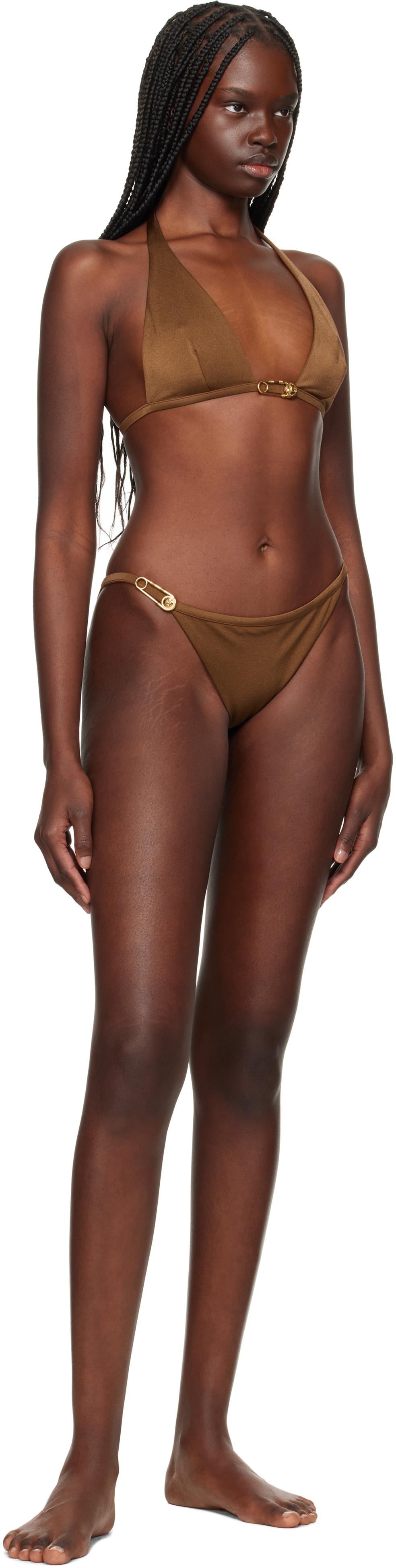 ビキニ VERSACE Women Swimsuit 1A14560 1018367 1NG80 BROWN Versace Safety Pin Bikini Top | Lyst