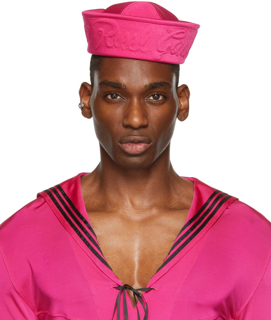 Jean Paul Gaultier Ssense Exclusive Neoprene Sailor Cap in Pink for Men