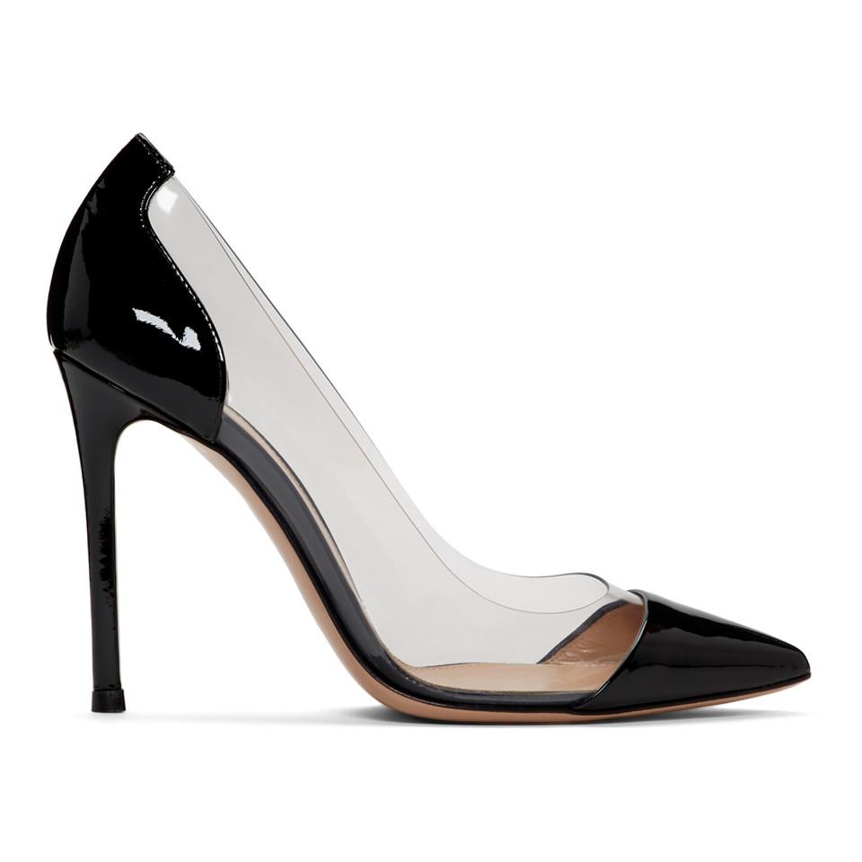 Gianvito Rossi Leather Black Patent Plexi Heels Save 13 Lyst