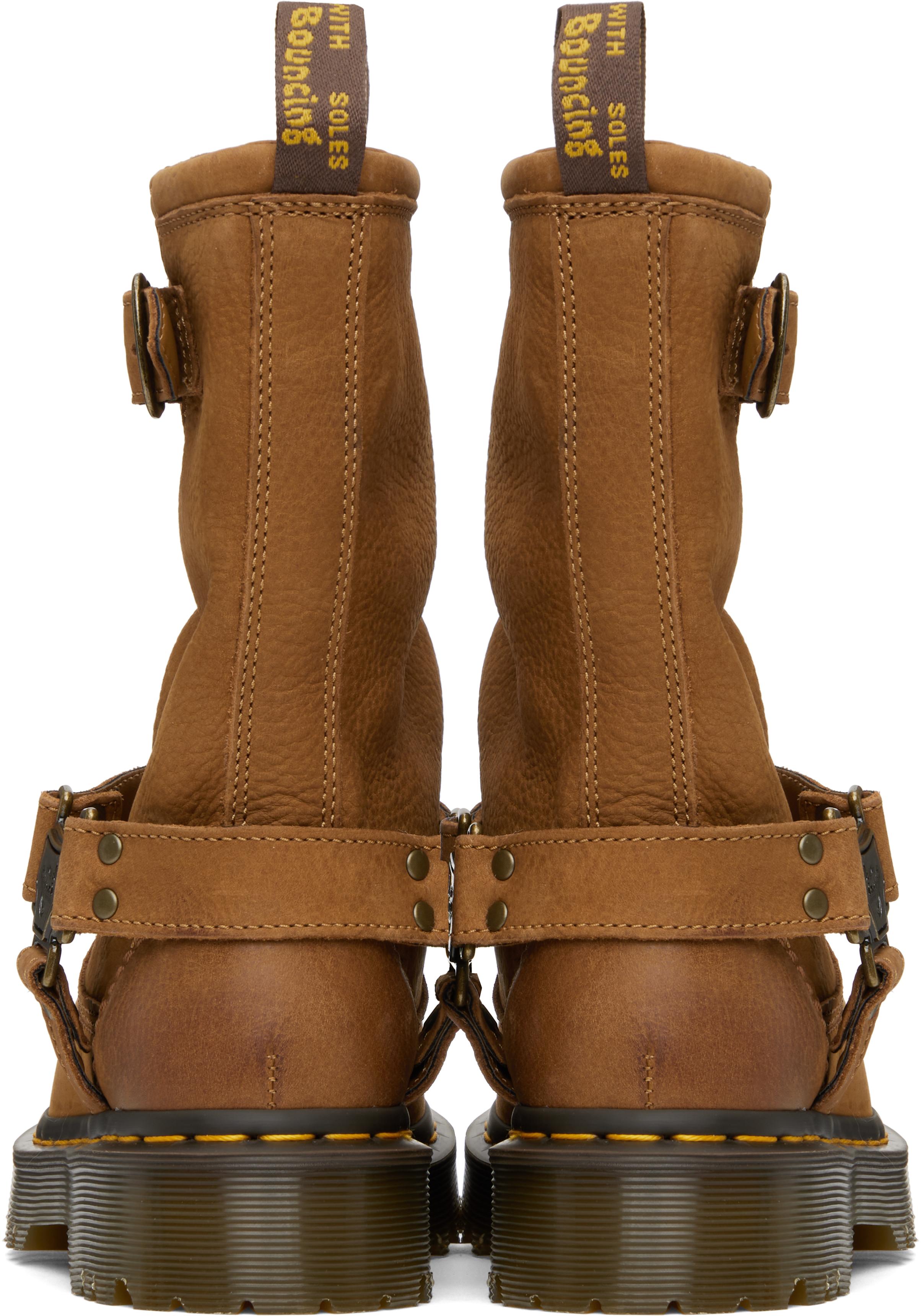 Dr Martens Aniston HI Tumble Nubuck Biker Leather Boots Desert Brown Mens 10 Dr Martens Aniston HI Tumble Nubuck Biker Boots Desert Brown main image 2