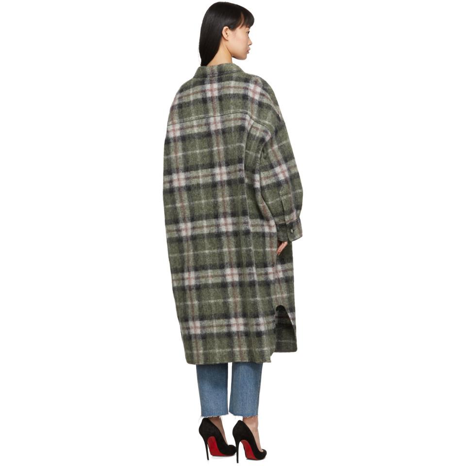 Étoile Isabel Marant Wool Green Plaid Gabrion Coat - Lyst